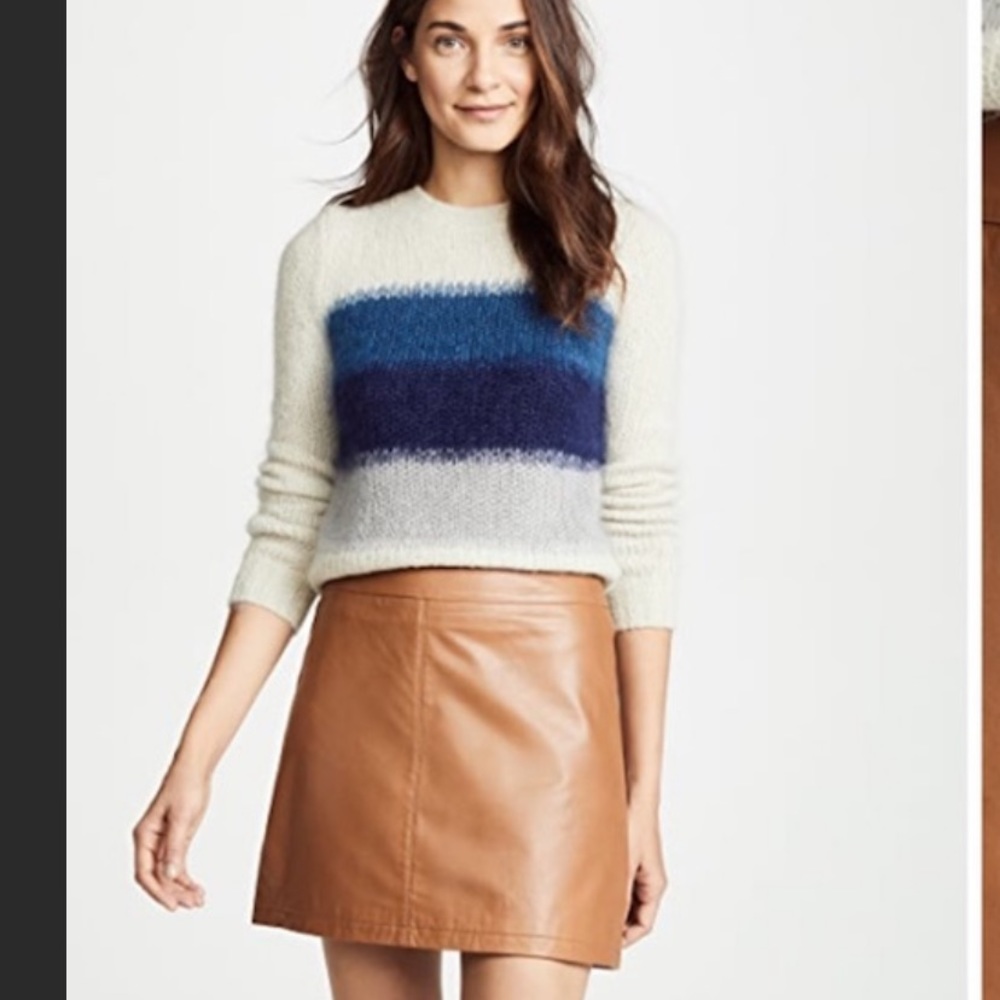 Cupcakes and Cashmere Buttery leather tan mini skirt